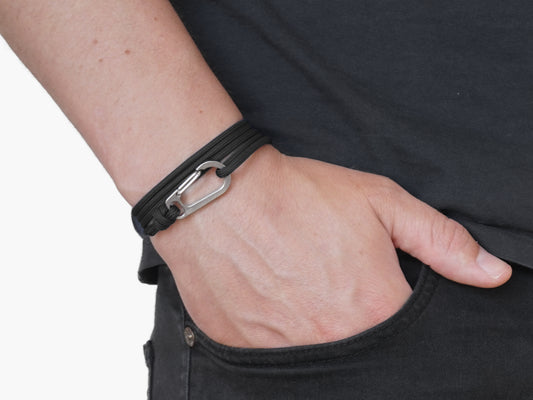 Black & Titanium Carabiner Bracelet - Eighty Eight Degrees