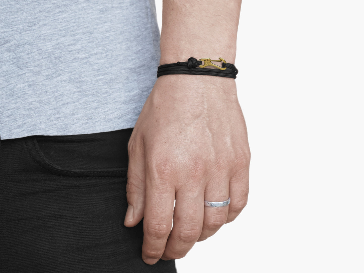 Black & Brass Gold Carabiner Bracelet