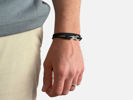 Black & Silver Carabiner Bracelet - Eighty Eight Degrees
