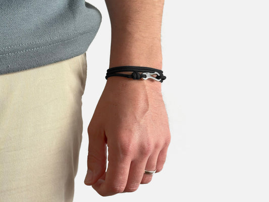 Black & Silver Carabiner Bracelet - Eighty Eight Degrees