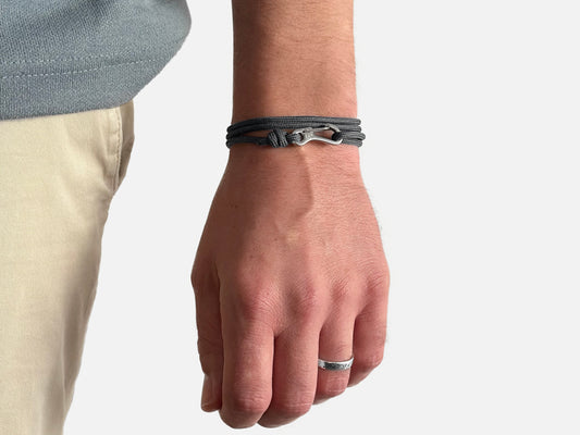 Charcoal & Silver Carabiner Bracelet - Eighty Eight Degrees