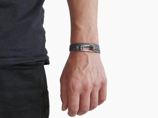 Charcoal & Titanium Carabiner Bracelet - Carabiner Bracelet - Eighty Eight Degrees