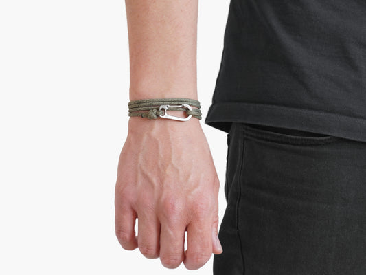 Forest Green & Titanium Carabiner Bracelet - Eighty Eight Degrees