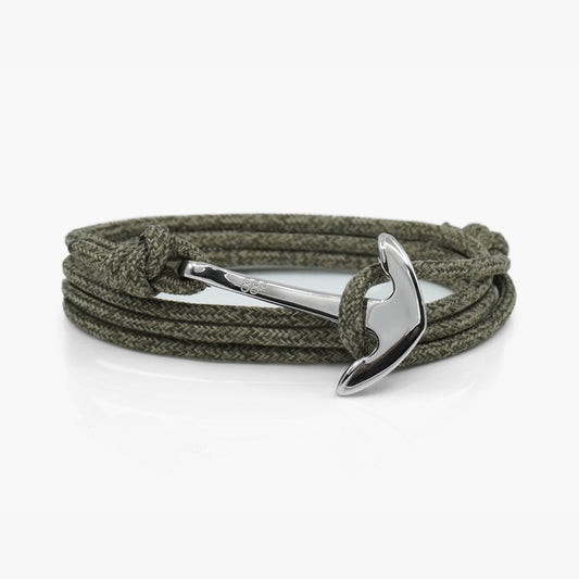 Forest Green & Silver Anchor Bracelet