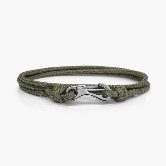 Forest Green & Silver Carabiner Bracelet - Carabiner Bracelet - Eighty Eight Degrees