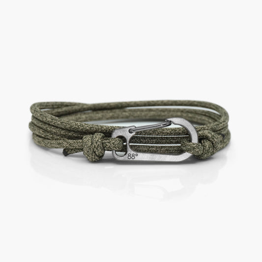 Forest Green & Titanium Carabiner Bracelet