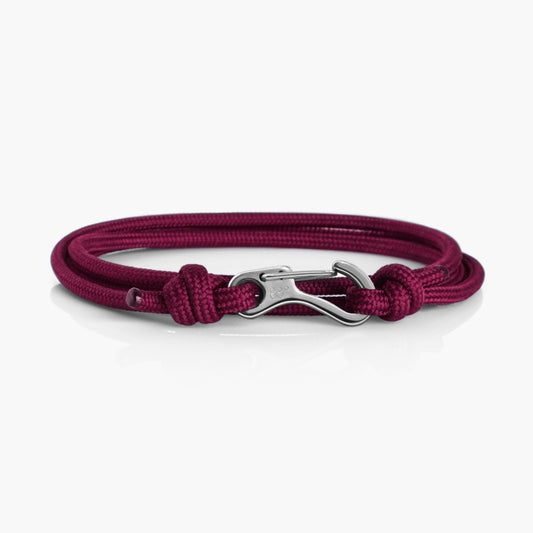 Maroon & Silver Carabiner Bracelet - Eighty Eight Degrees