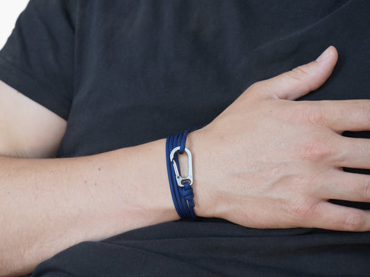 Navy & Titanium Carabiner Bracelet - Eighty Eight Degrees