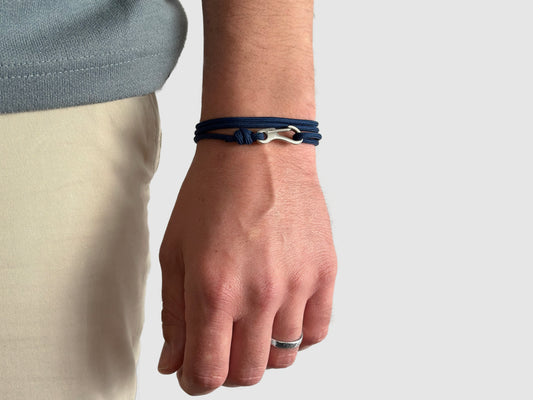 Navy & Silver Carabiner Bracelet - Eighty Eight Degrees