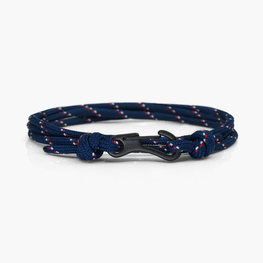 Navy Stripe & Black Carabiner Bracelet