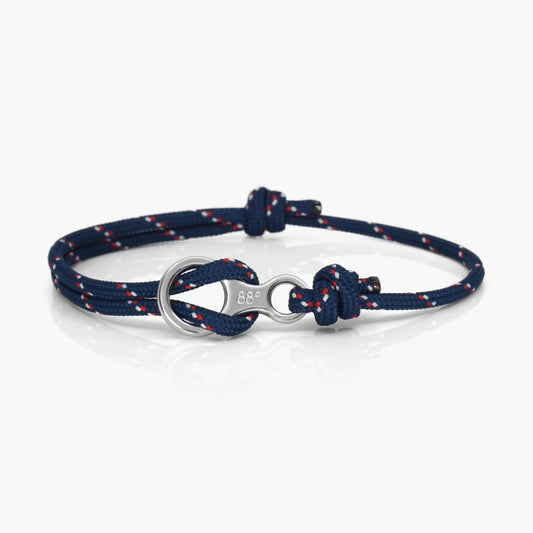 Navy Stripe & Silver Figure 8 Climbing Bracelet