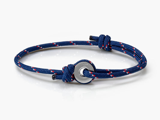 Navy Stripe & Silver Sailing Thimble Bracelet - Eighty Eight Degrees