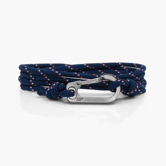 Navy Stripe & Titanium Carabiner Bracelet
