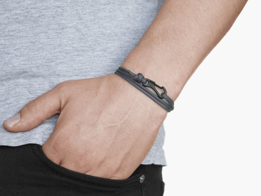 Charcoal & Black Carabiner Bracelet - Carabiner Bracelet - Eighty Eight Degrees