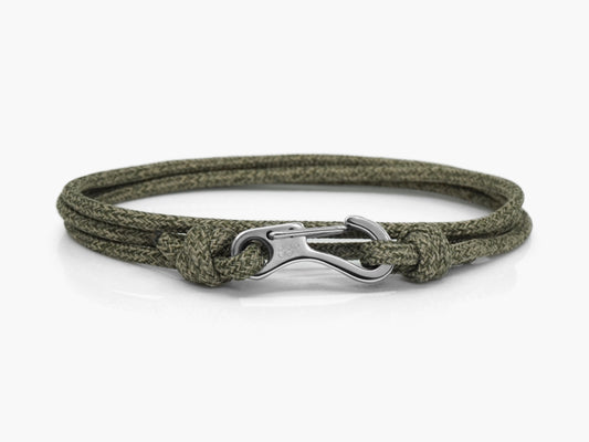 Forest Green & Silver Carabiner Bracelet - Eighty Eight Degrees