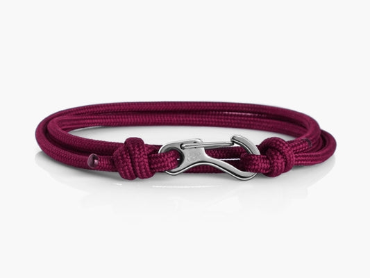Maroon & Silver Carabiner Bracelet - Eighty Eight Degrees