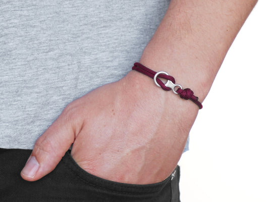 Maroon & Silver Figure 8 Climbing Bracelet - Eighty Eight Degrees
