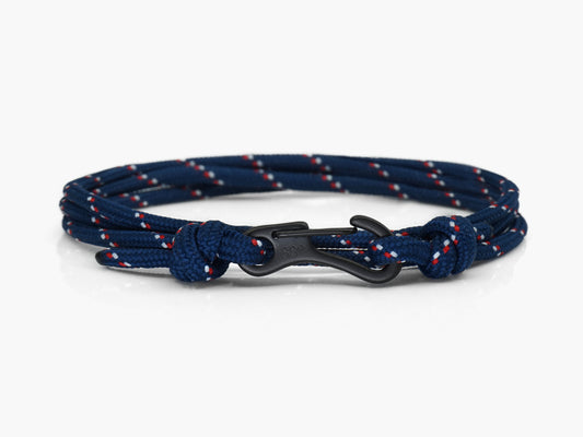Navy Stripe & Black Carabiner Bracelet - Eighty Eight Degrees