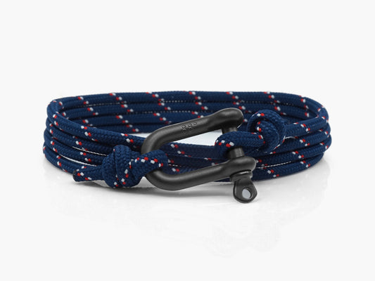 Navy Stripe & Black Shackle Bracelet