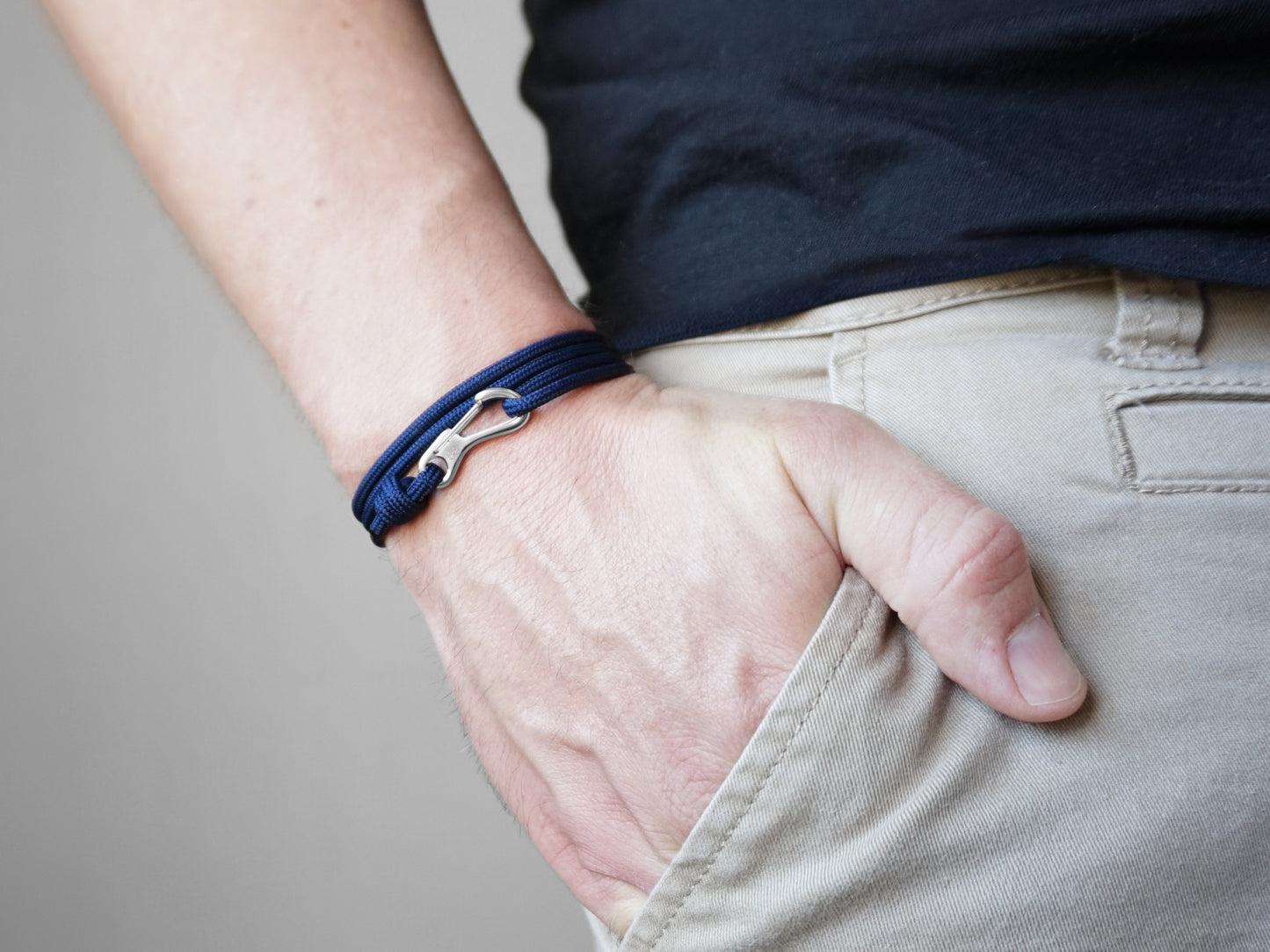 Navy & Silver Carabiner Bracelet