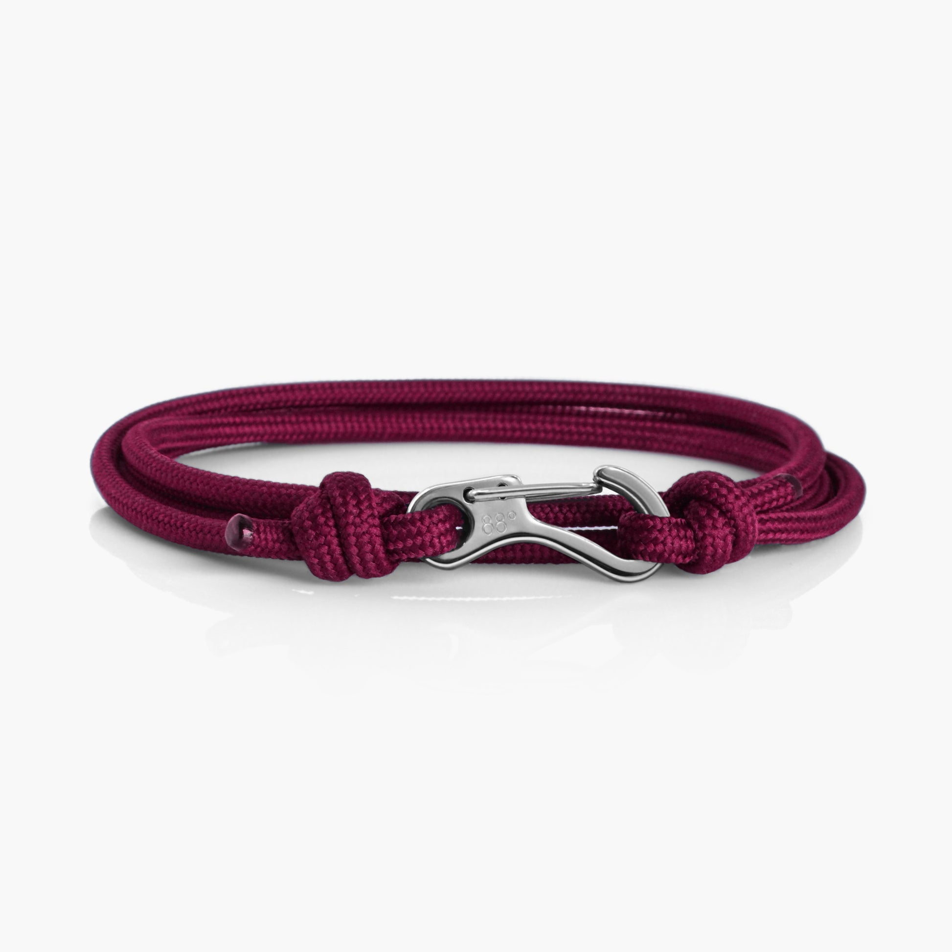 Maroon & Silver Carabiner Bracelet - Eighty Eight Degrees