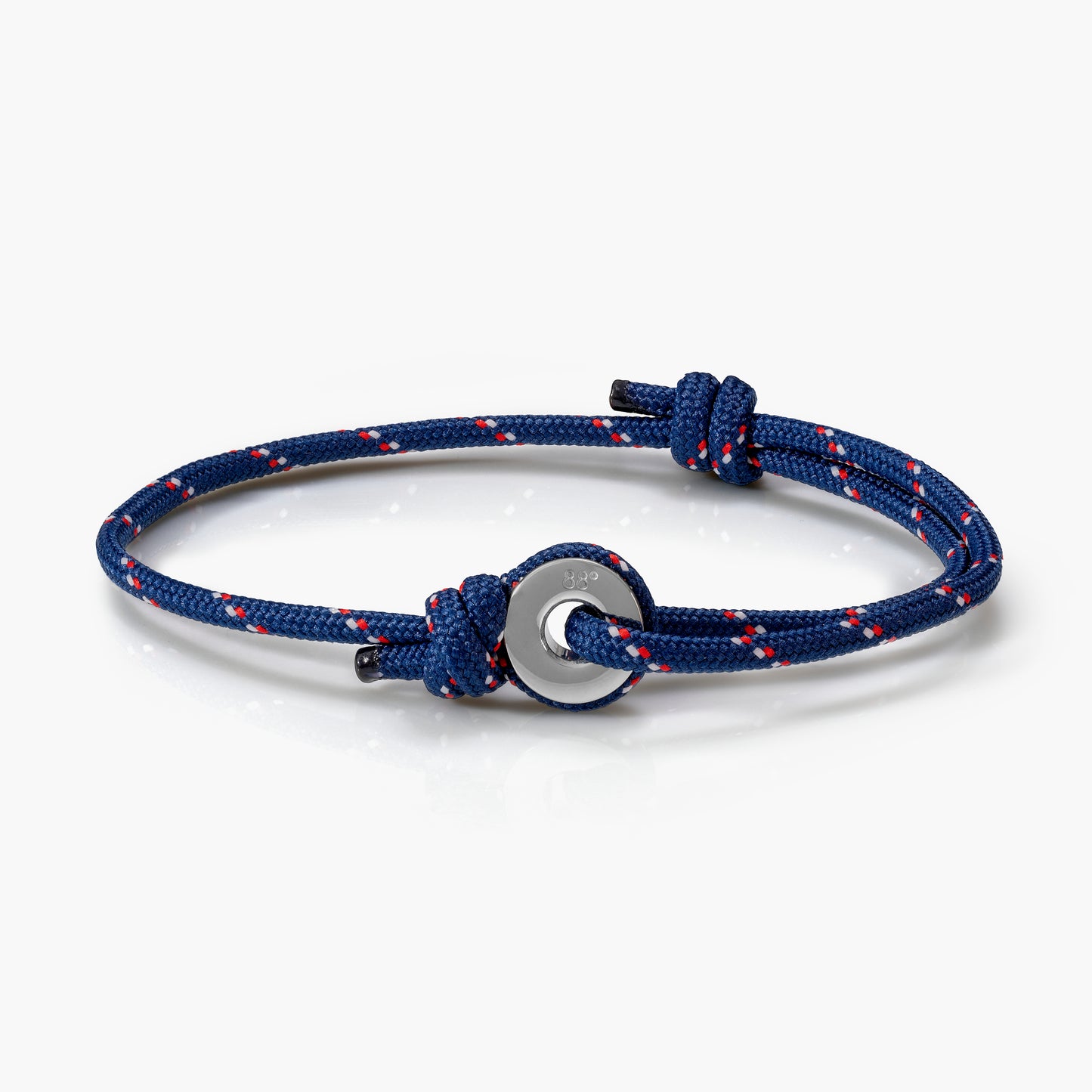 Navy Stripe & Silver Sailing Thimble Bracelet