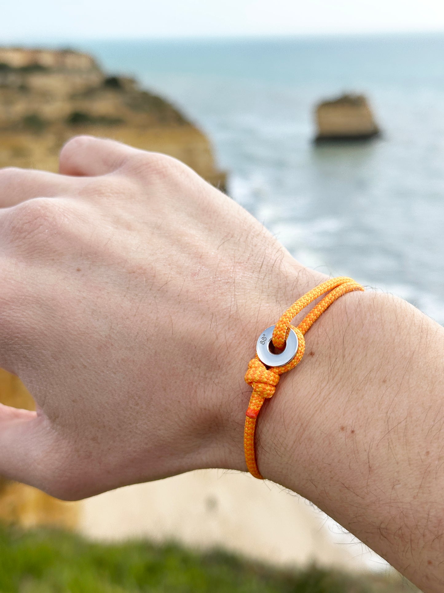 Sunset Zig Zag & Silver Sailing Thimble Bracelet