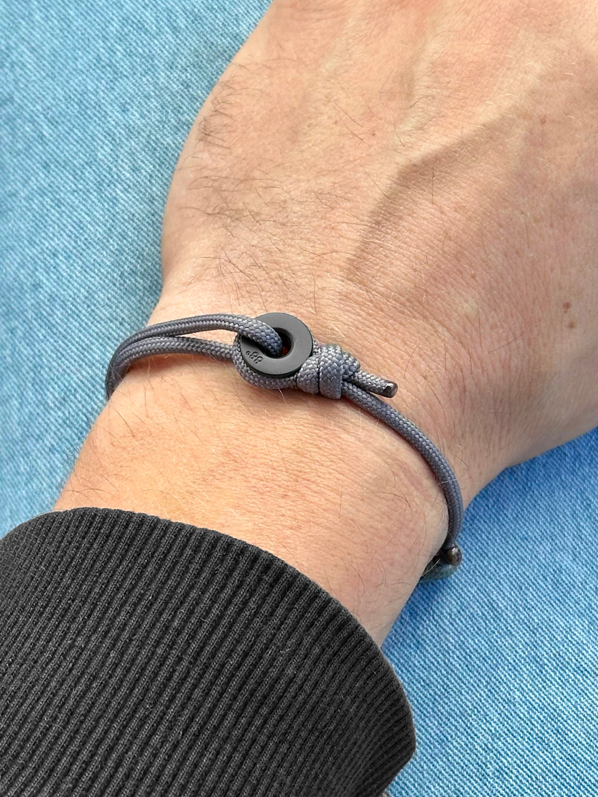 Charcoal Grey & Black Sailing Thimble Bracelet - Eighty Eight Degrees