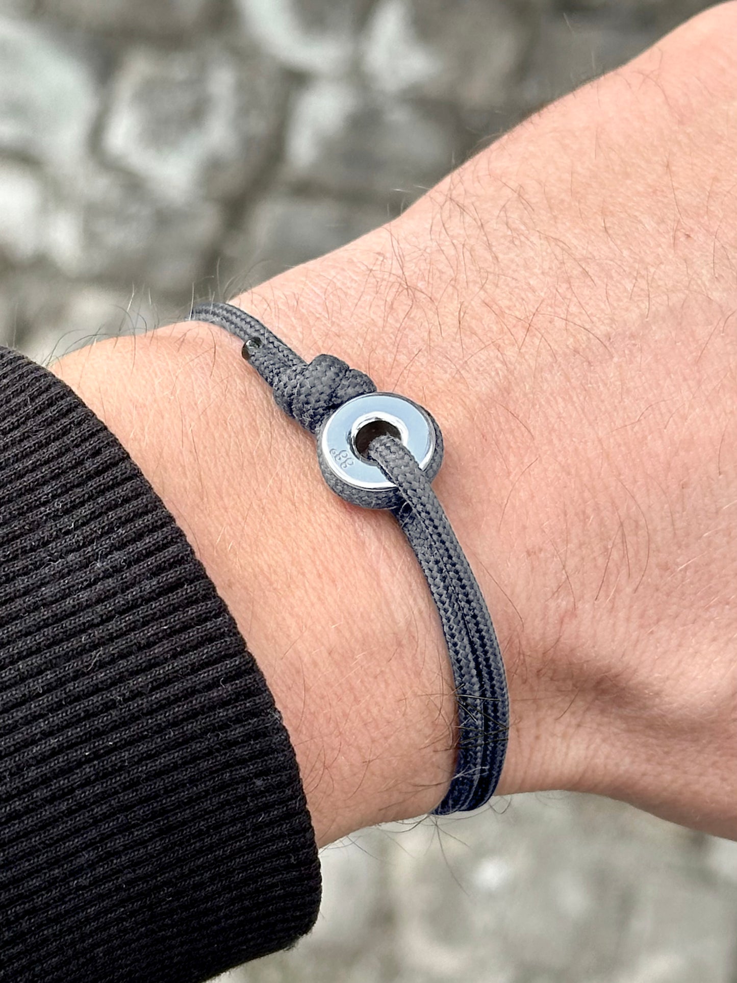 Charcoal Grey & Silver Sailing Thimble Bracelet - Eighty Eight Degrees
