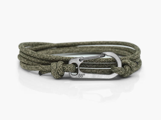 Forest Green & Titanium Carabiner Bracelet