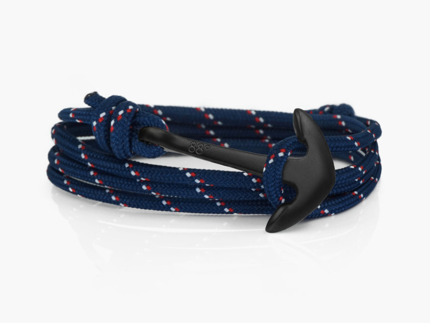 Navy Stripe & Black Anchor Bracelet