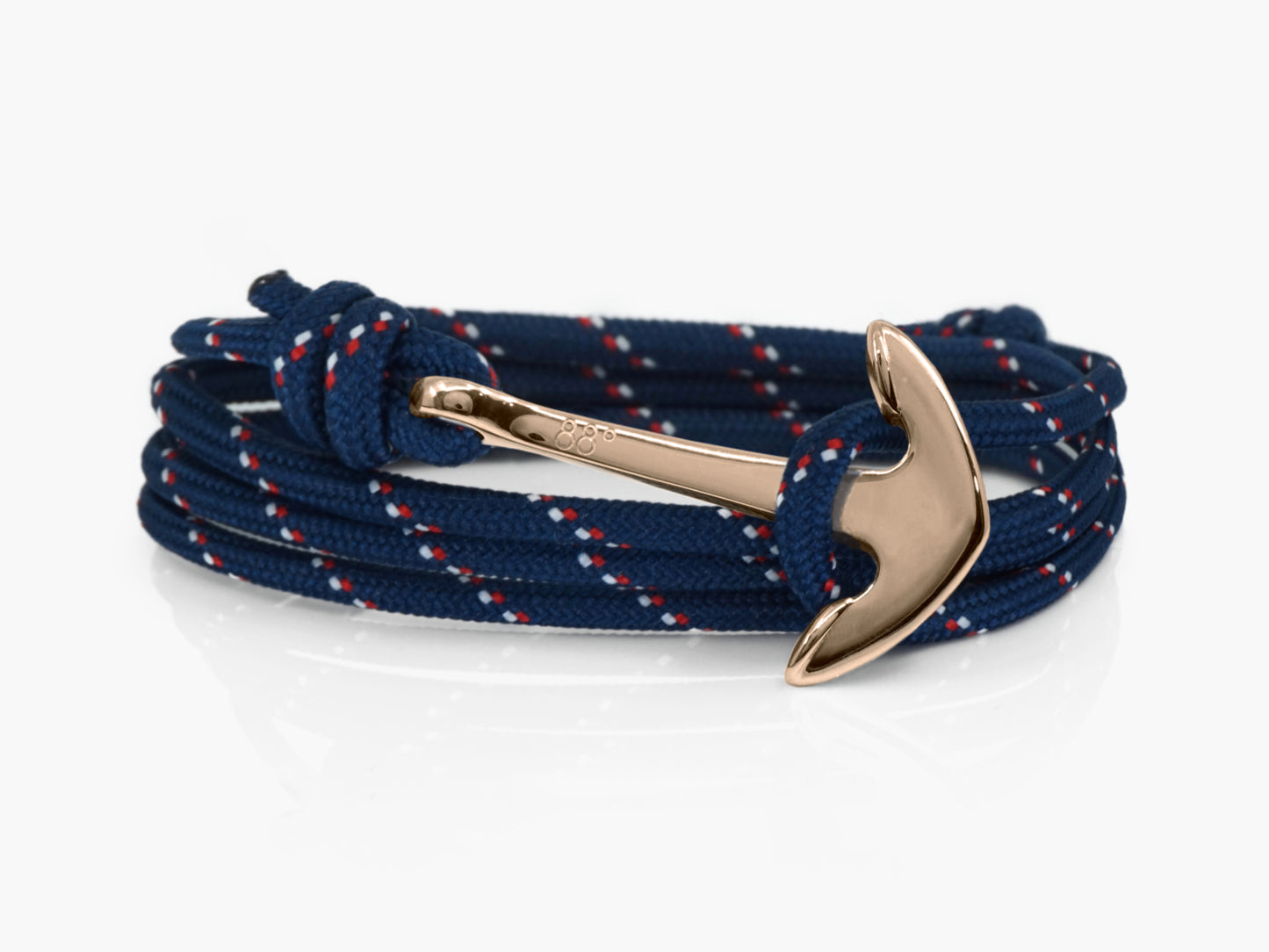 Navy Stripe & Rose Gold Anchor Bracelet